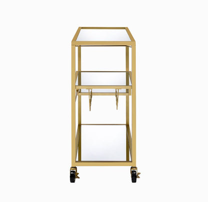 Adamsen Mirrored & Champagne Finish Serving Cart - 1st Choice Furniture Direct