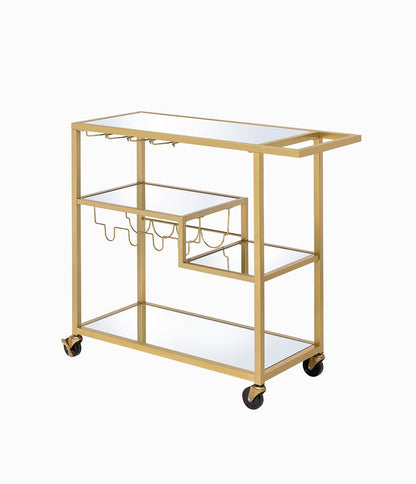 Adamsen Mirrored & Champagne Finish Serving Cart - 1st Choice Furniture Direct