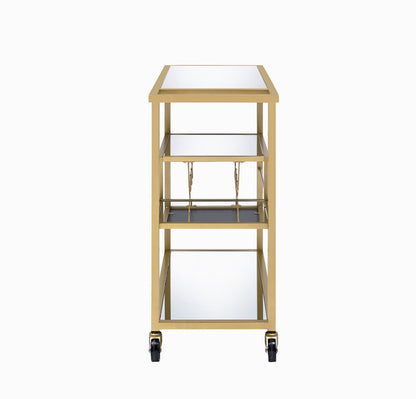 Adamsen Mirrored & Champagne Finish Serving Cart - 1st Choice Furniture Direct