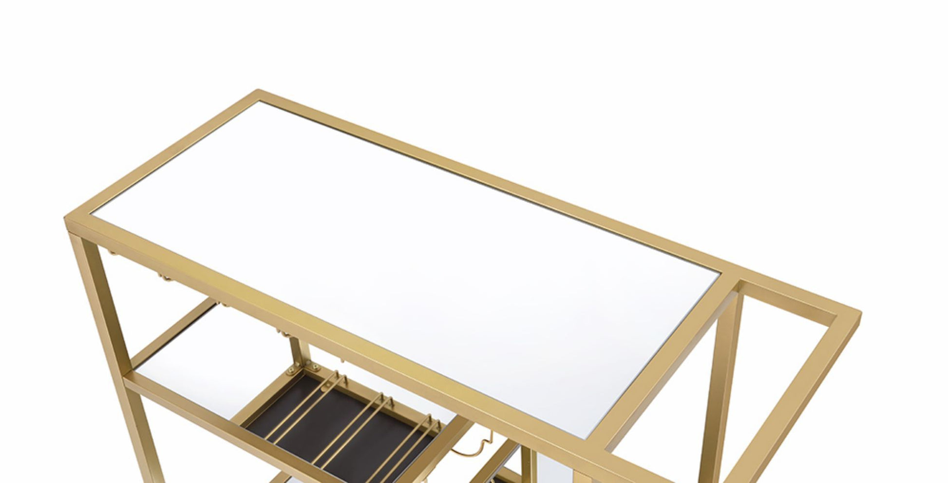Adamsen Mirrored & Champagne Finish Serving Cart - 1st Choice Furniture Direct