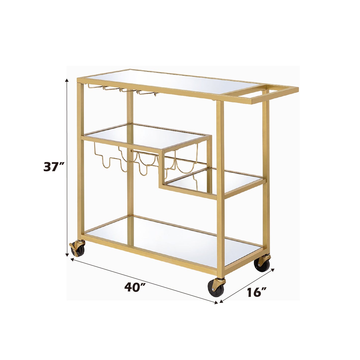 Adamsen Mirrored & Champagne Finish Serving Cart - 1st Choice Furniture Direct