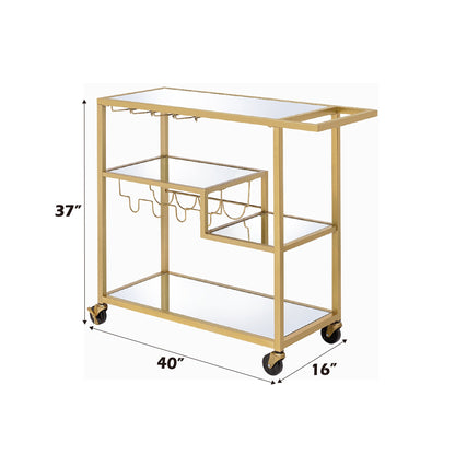 Adamsen Mirrored & Champagne Finish Serving Cart - 1st Choice Furniture Direct