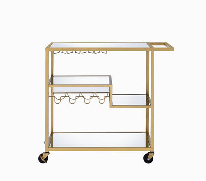 Adamsen Mirrored & Champagne Finish Serving Cart - 1st Choice Furniture Direct