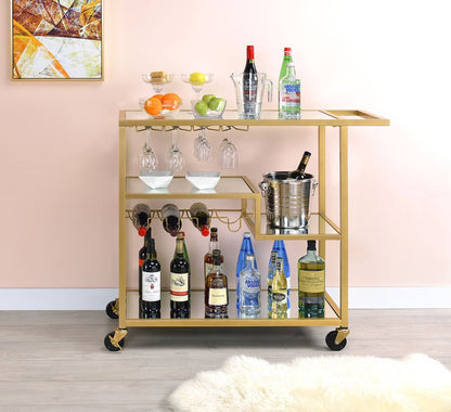 Adamsen Mirrored & Champagne Finish Serving Cart - 1st Choice Furniture Direct