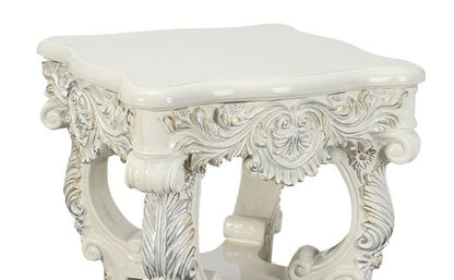 Adara Antique White Finish End Table - 1st Choice Furniture Direct