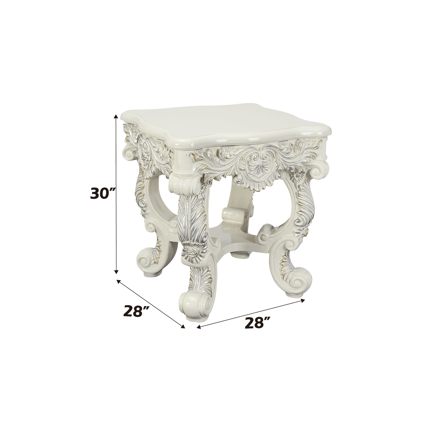 Adara Antique White Finish End Table - 1st Choice Furniture Direct
