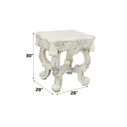 Adara Antique White Finish End Table - 1st Choice Furniture Direct