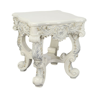 Adara Antique White Finish End Table - 1st Choice Furniture Direct