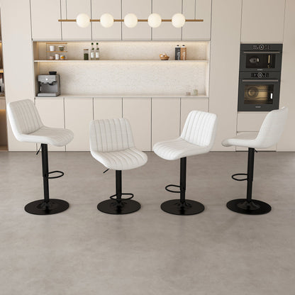 Adjustable Swivel Bar Stools Set of 2 | Beige Fabric Counter & Bar Height Chairs - 1st Choice Furniture Direct