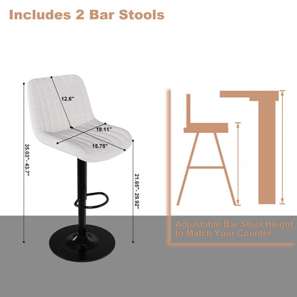 Adjustable Swivel Bar Stools Set of 2 | Beige Fabric Counter & Bar Height Chairs - 1st Choice Furniture Direct