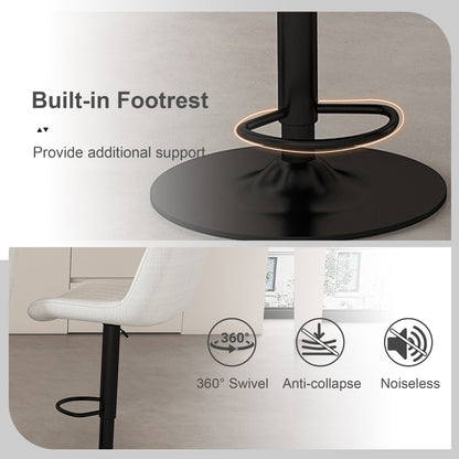 Adjustable Swivel Bar Stools Set of 2 | Beige Fabric Counter & Bar Height Chairs - 1st Choice Furniture Direct