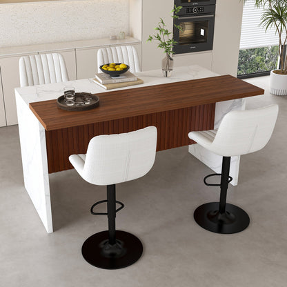 Adjustable Swivel Bar Stools Set of 2 | Beige Fabric Counter & Bar Height Chairs - 1st Choice Furniture Direct