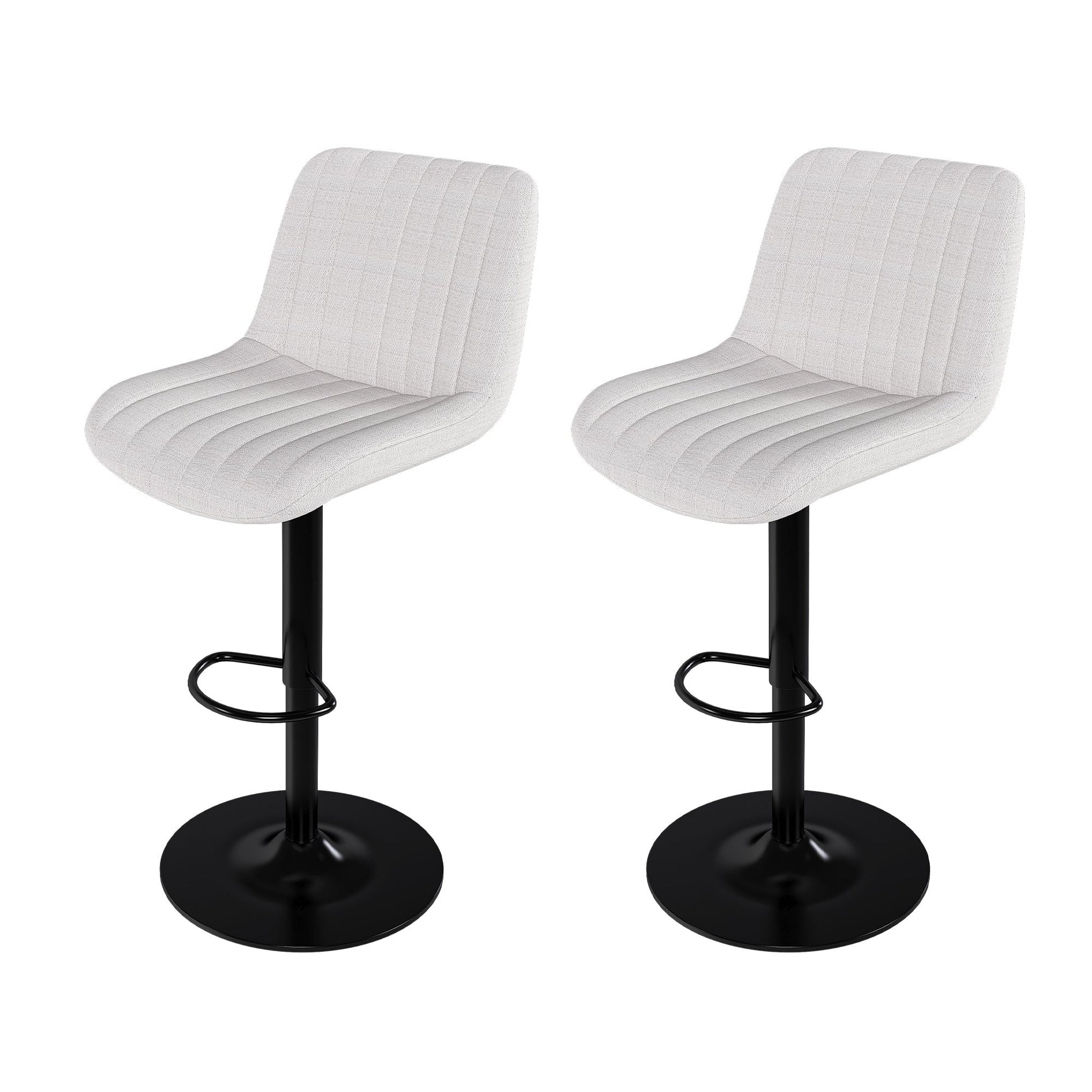 Adjustable Swivel Bar Stools Set of 2 | Beige Fabric Counter & Bar Height Chairs - 1st Choice Furniture Direct