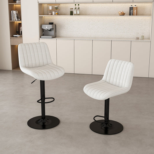 Adjustable Swivel Bar Stools Set of 2 | Beige Fabric Counter & Bar Height Chairs - 1st Choice Furniture Direct