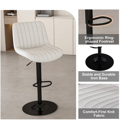 Adjustable Swivel Bar Stools Set of 2 | Beige Fabric Counter & Bar Height Chairs - 1st Choice Furniture Direct