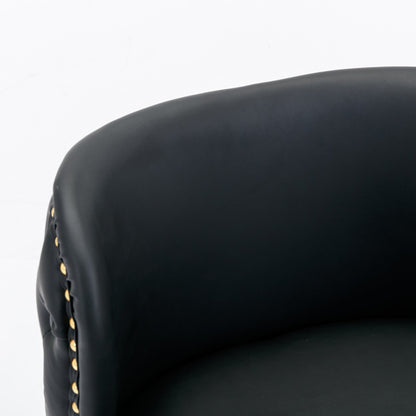 Adjustable Swivel Bar Stools Set of 2 | Black Tufted Faux Leather Bar Chairs - 1st Choice Furniture Direct