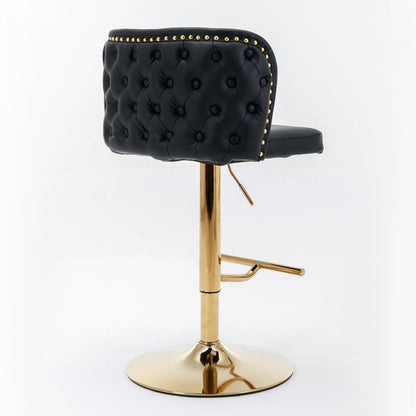Adjustable Swivel Bar Stools Set of 2 | Black Tufted Faux Leather Bar Chairs - 1st Choice Furniture Direct