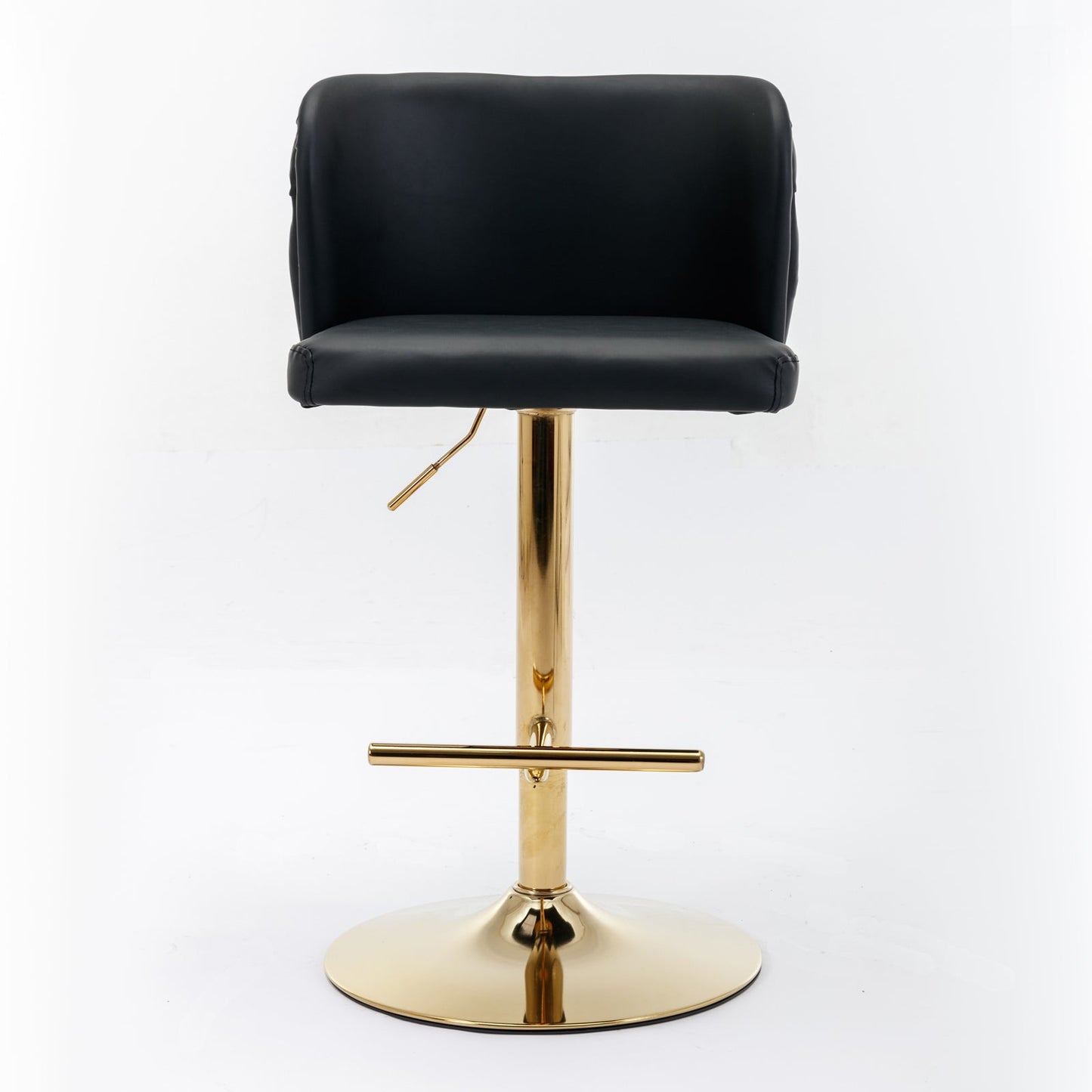 Adjustable Swivel Bar Stools Set of 2 | Black Tufted Faux Leather Bar Chairs - 1st Choice Furniture Direct