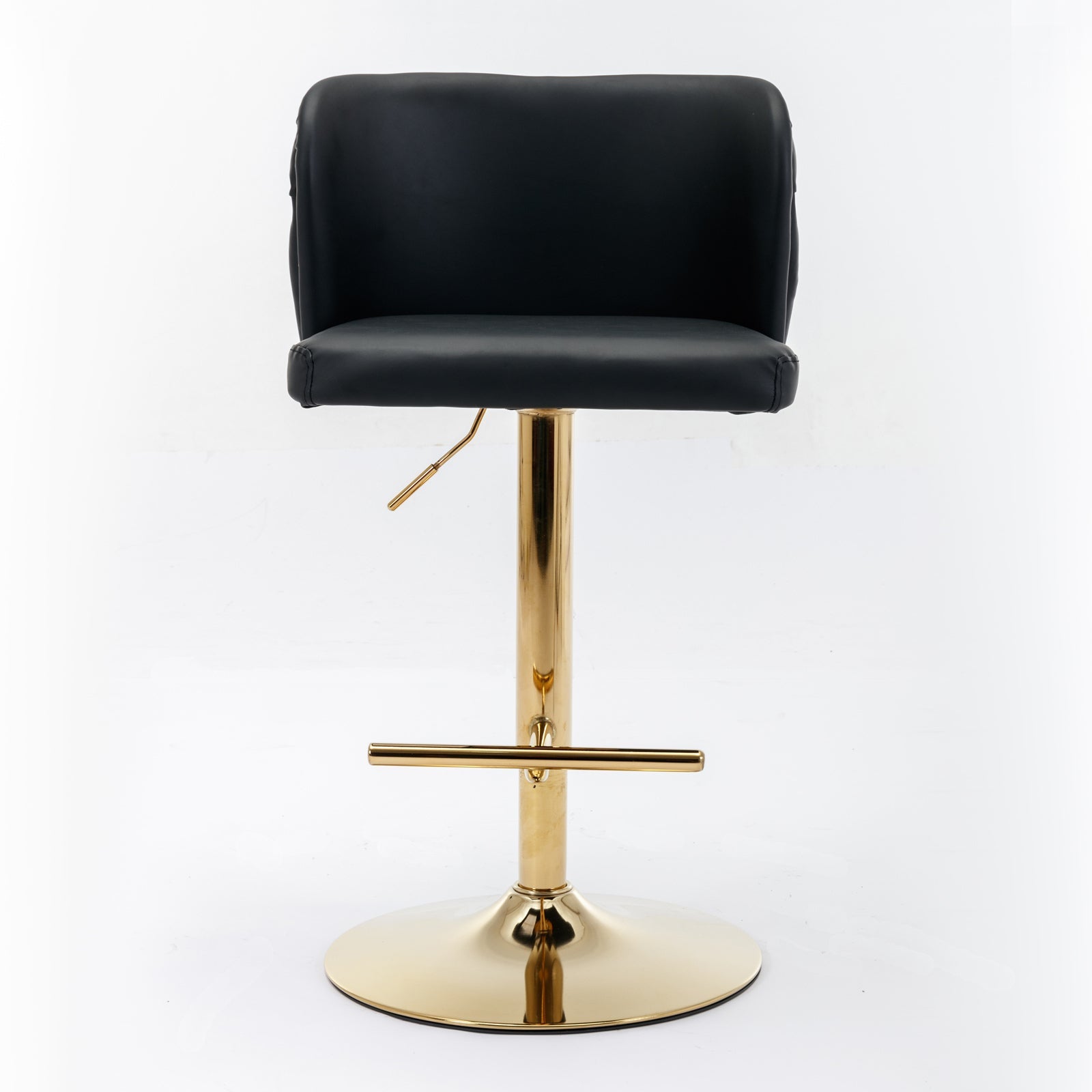Adjustable Swivel Bar Stools Set of 2 | Black Tufted Faux Leather Bar Chairs - 1st Choice Furniture Direct