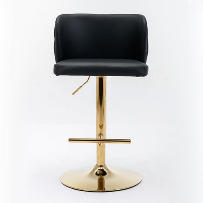 Adjustable Swivel Bar Stools Set of 2 | Black Tufted Faux Leather Bar Chairs - 1st Choice Furniture Direct