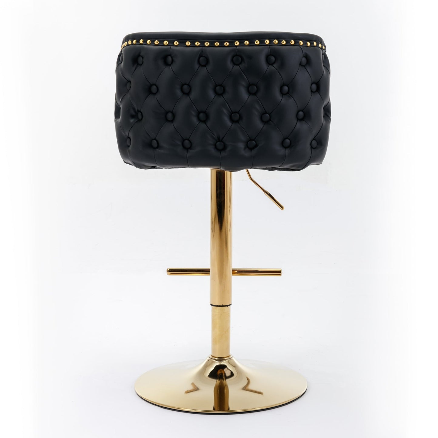Adjustable Swivel Bar Stools Set of 2 | Black Tufted Faux Leather Bar Chairs - 1st Choice Furniture Direct