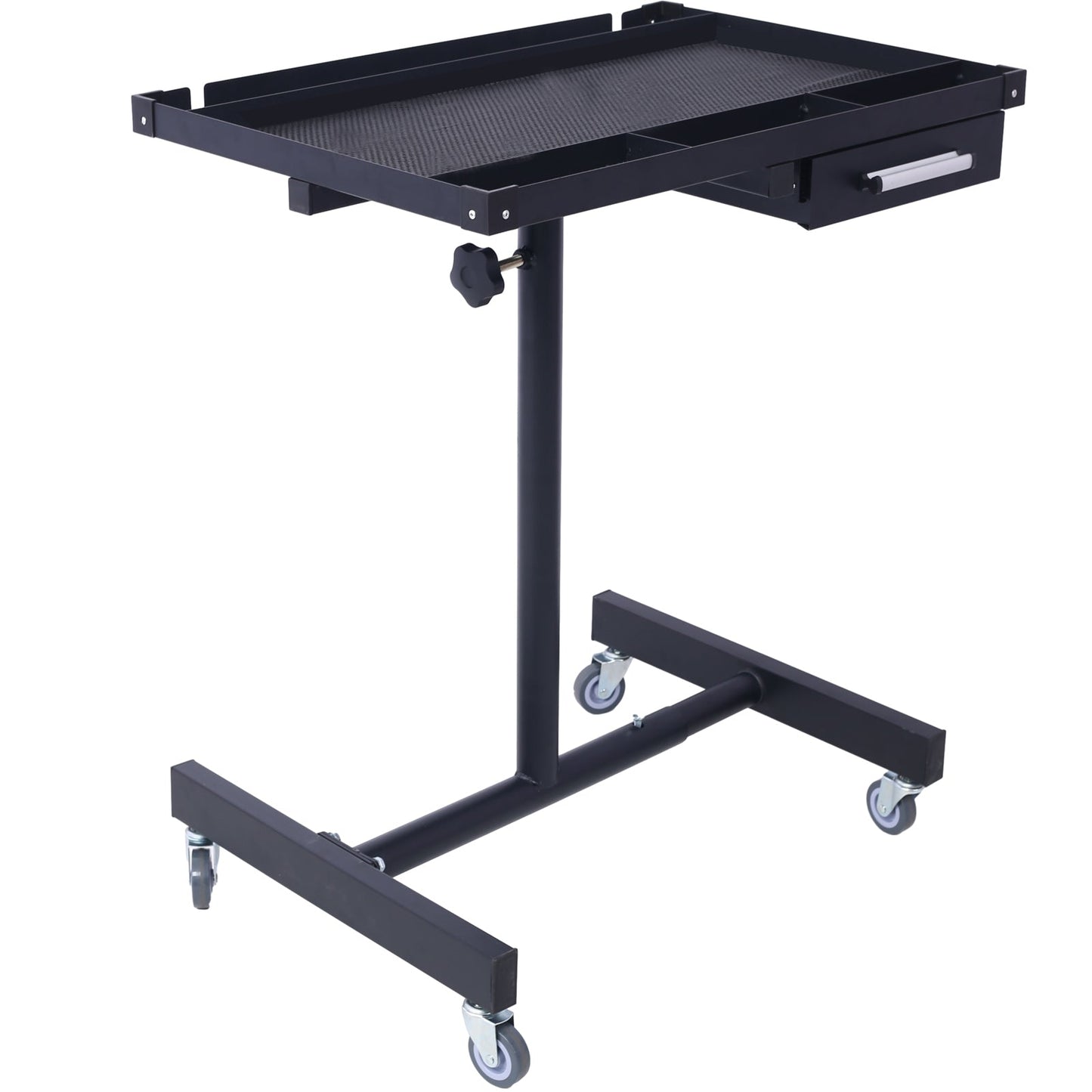 Adjustable Tear Down Work Table with Drawer for Garages, Repair Shops, and DIY, Portable, (4) 2.5' Swivel Casters, 220 Pound Capacity, Rubber Corners, Heavy Duty Steel,black - 1st Choice Furniture Direct