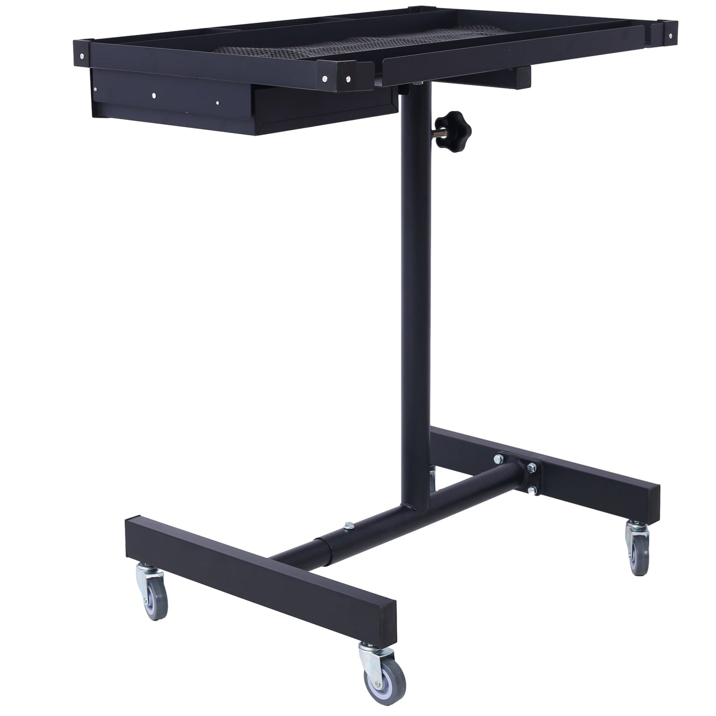 Adjustable Tear Down Work Table with Drawer for Garages, Repair Shops, and DIY, Portable, (4) 2.5' Swivel Casters, 220 Pound Capacity, Rubber Corners, Heavy Duty Steel,black - 1st Choice Furniture Direct