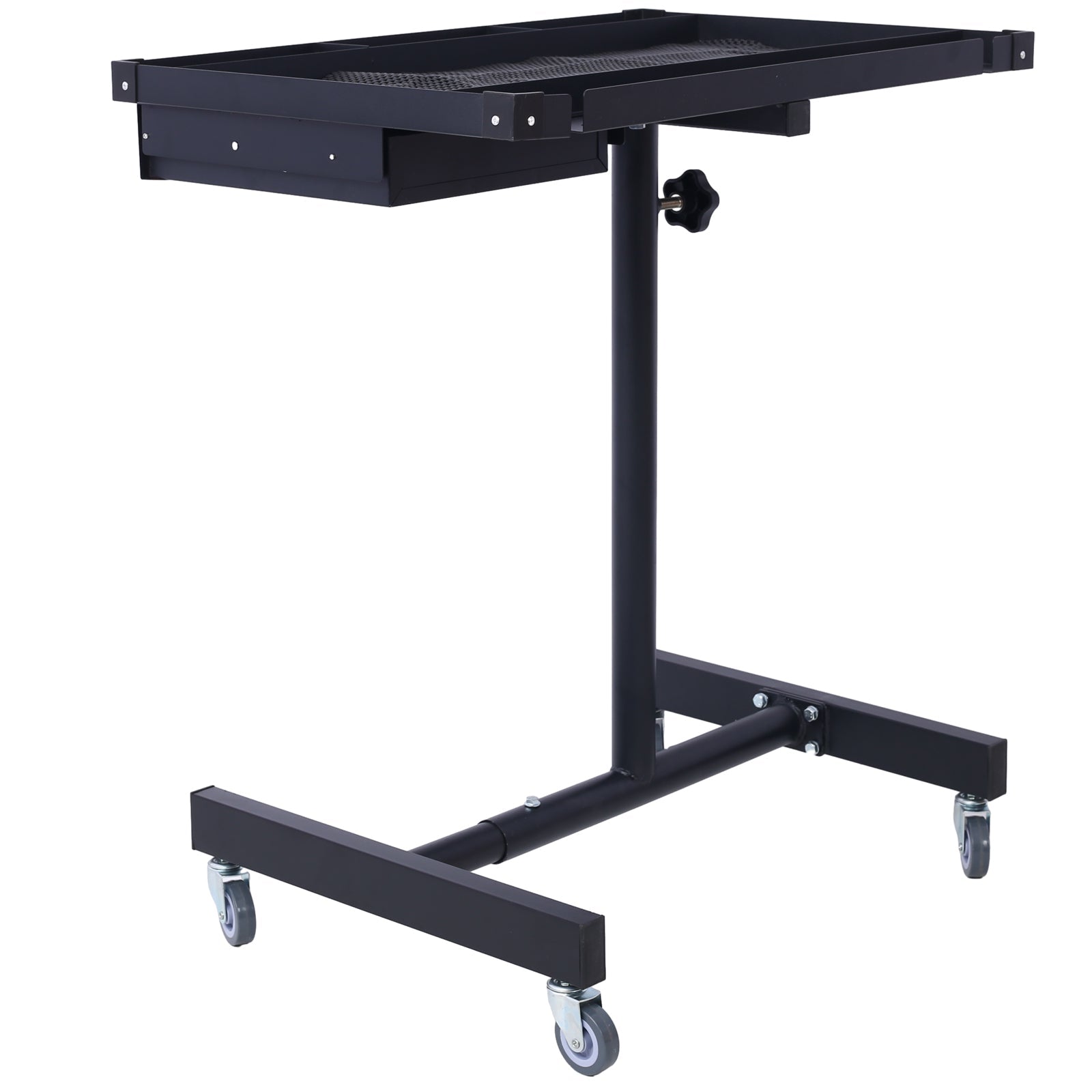 Adjustable Tear Down Work Table with Drawer for Garages, Repair Shops, and DIY, Portable, (4) 2.5' Swivel Casters, 220 Pound Capacity, Rubber Corners, Heavy Duty Steel,black - 1st Choice Furniture Direct