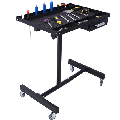 Adjustable Tear Down Work Table with Drawer for Garages, Repair Shops, and DIY, Portable, (4) 2.5' Swivel Casters, 220 Pound Capacity, Rubber Corners, Heavy Duty Steel,black - 1st Choice Furniture Direct