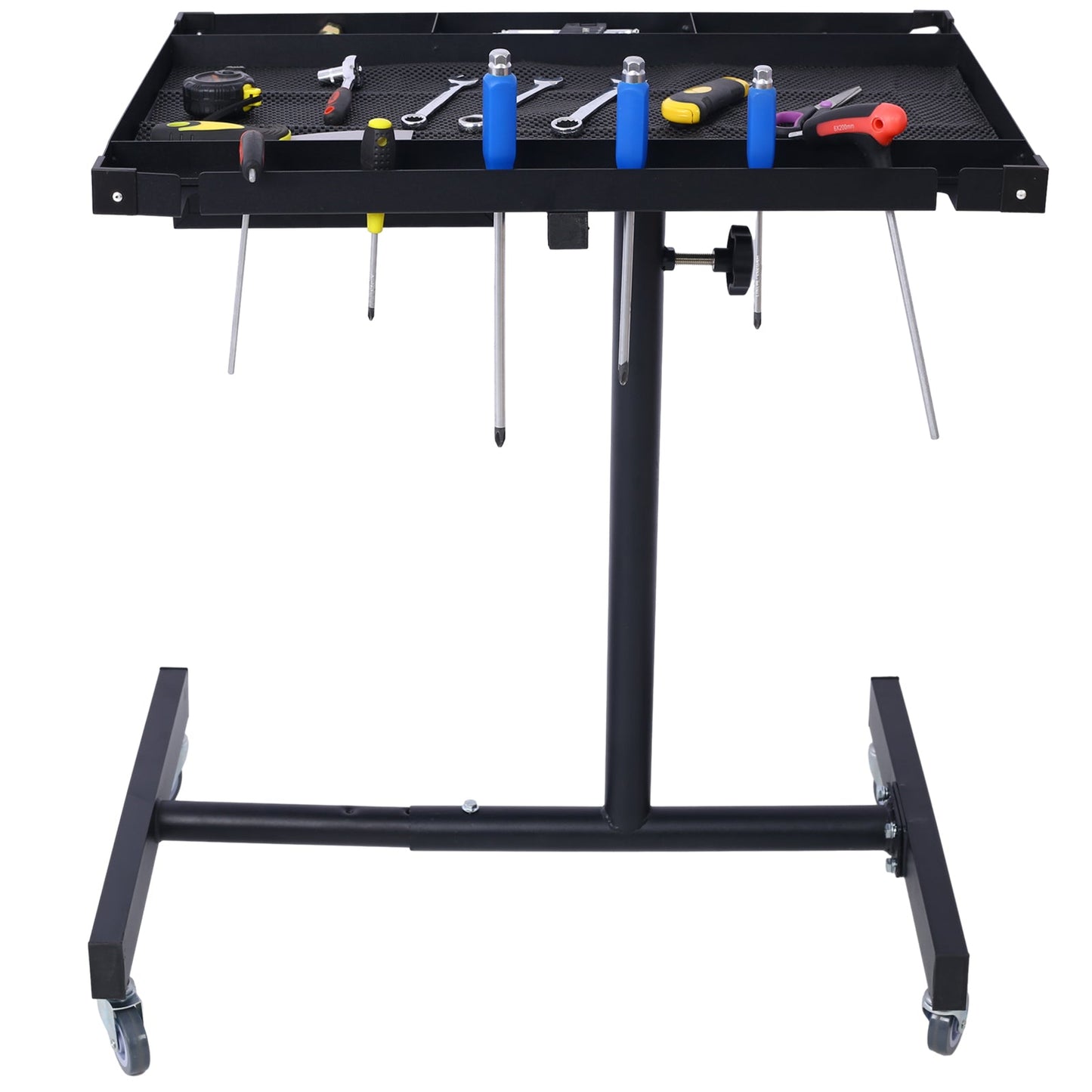 Adjustable Tear Down Work Table with Drawer for Garages, Repair Shops, and DIY, Portable, (4) 2.5' Swivel Casters, 220 Pound Capacity, Rubber Corners, Heavy Duty Steel,black - 1st Choice Furniture Direct