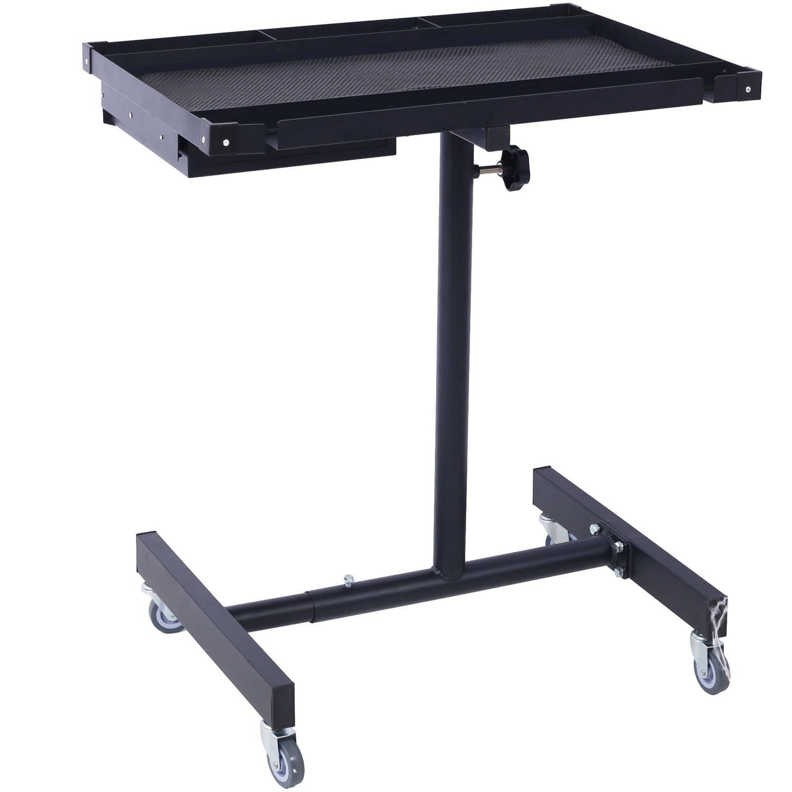 Adjustable Tear Down Work Table with Drawer for Garages, Repair Shops, and DIY, Portable, (4) 2.5' Swivel Casters, 220 Pound Capacity, Rubber Corners, Heavy Duty Steel,black - 1st Choice Furniture Direct
