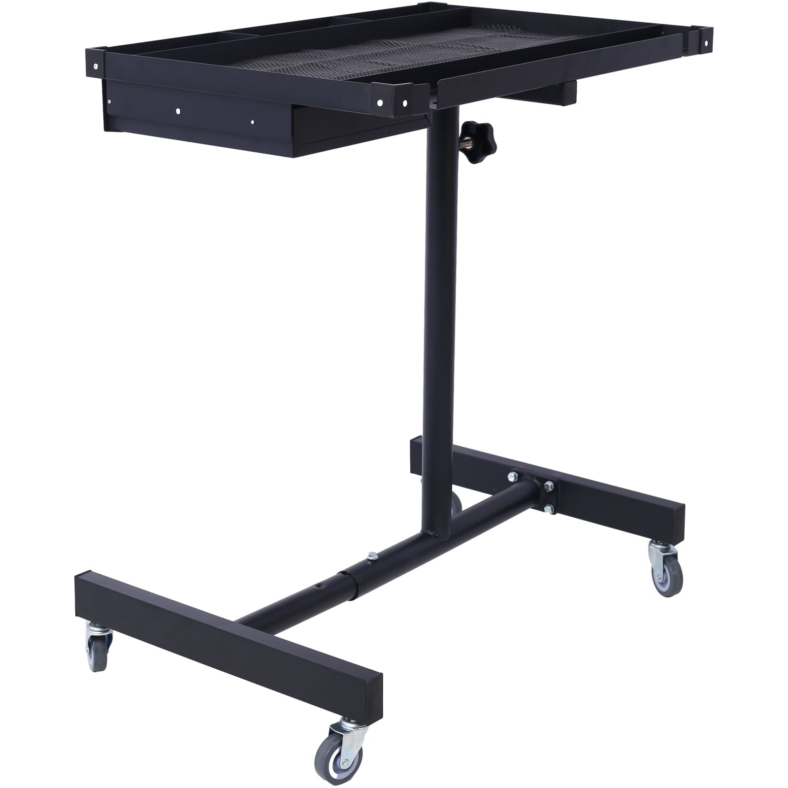 Adjustable Tear Down Work Table with Drawer for Garages, Repair Shops, and DIY, Portable, (4) 2.5' Swivel Casters, 220 Pound Capacity, Rubber Corners, Heavy Duty Steel,black - 1st Choice Furniture Direct