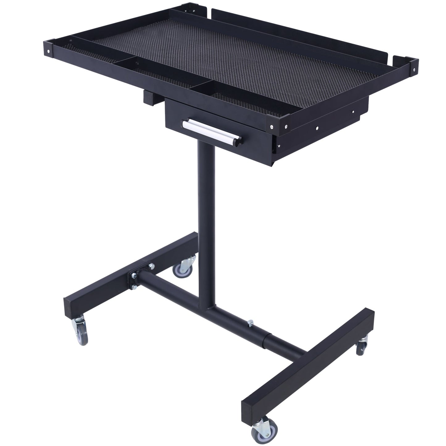Adjustable Tear Down Work Table with Drawer for Garages, Repair Shops, and DIY, Portable, (4) 2.5' Swivel Casters, 220 Pound Capacity, Rubber Corners, Heavy Duty Steel,black - 1st Choice Furniture Direct