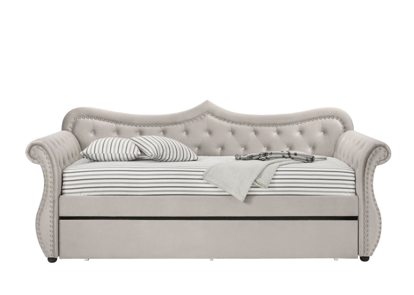 Adkins Beige Linen Daybed W/Trundle (Twin) - 1st Choice Furniture Direct