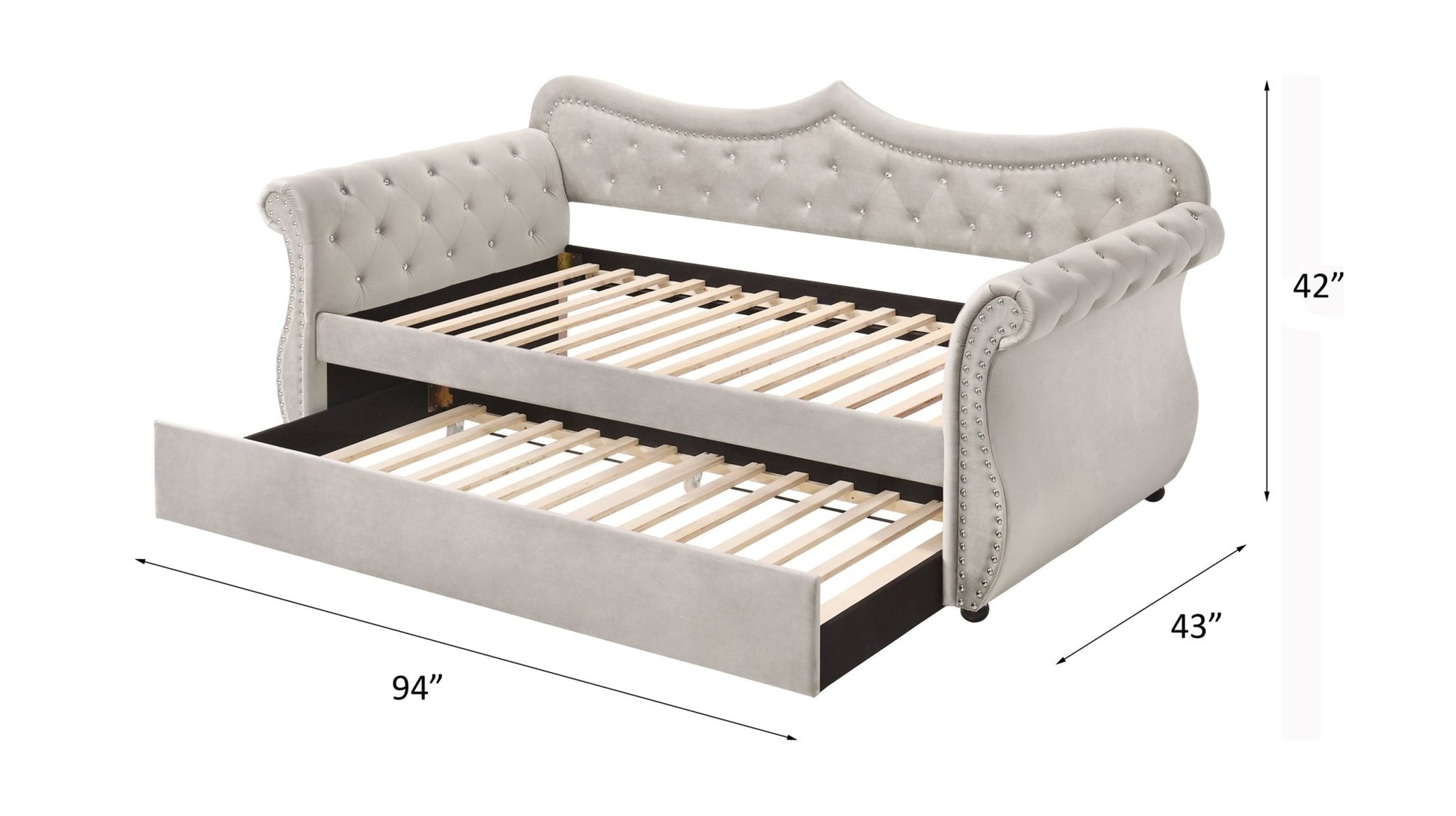 Adkins Beige Linen Daybed W/Trundle (Twin) - 1st Choice Furniture Direct