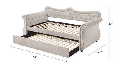 Adkins Beige Linen Daybed W/Trundle (Twin) - 1st Choice Furniture Direct