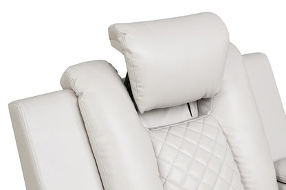 Benz LED & Power Recliner 3 PC Made With Faux Leather in Ice