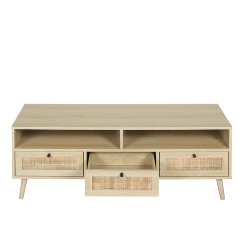 1st Choice Rattan TV Stand Console with Solid Wood Feet in Natural