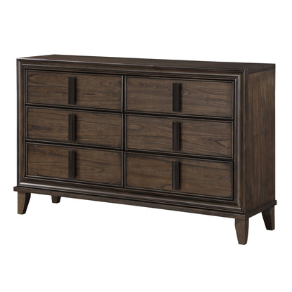Aetheria Contemporary Wood 6 - Drawer Dresser in Dark Brown - 1st Choice Furniture Direct