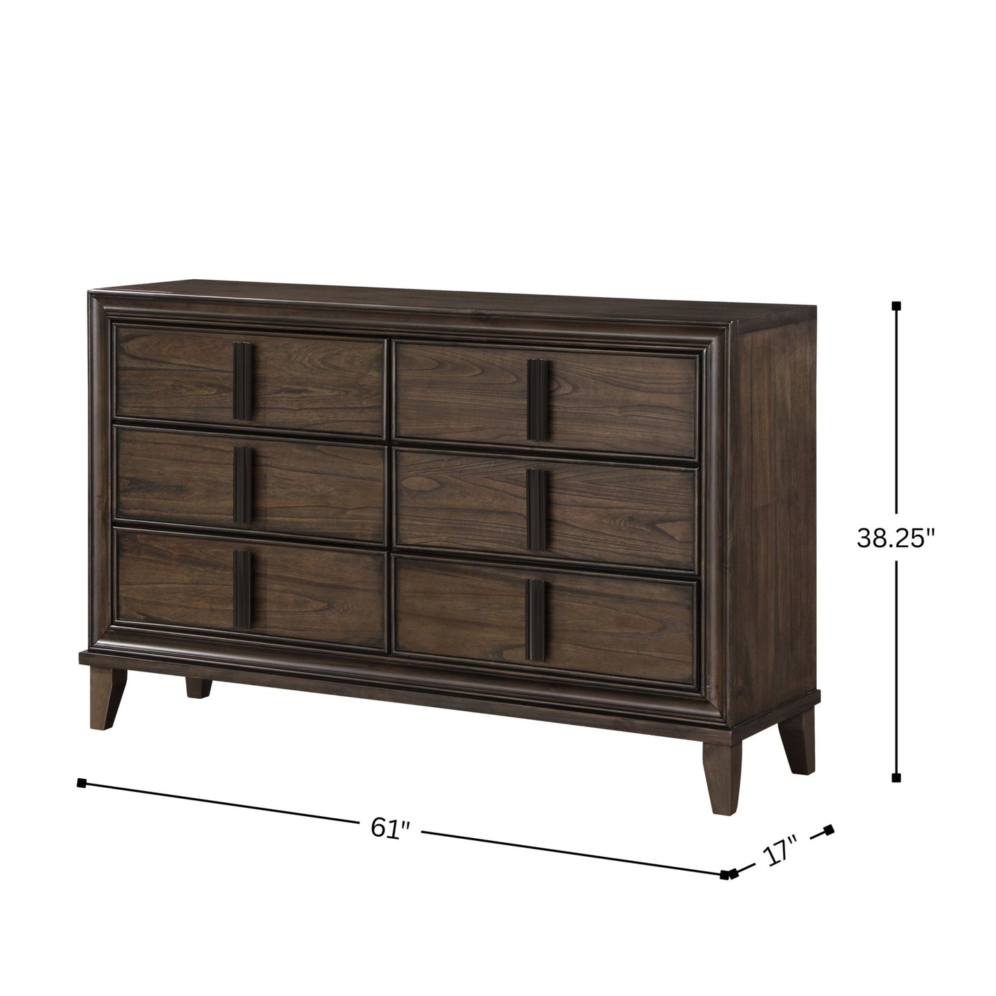 Aetheria Contemporary Wood 6 - Drawer Dresser in Dark Brown - 1st Choice Furniture Direct