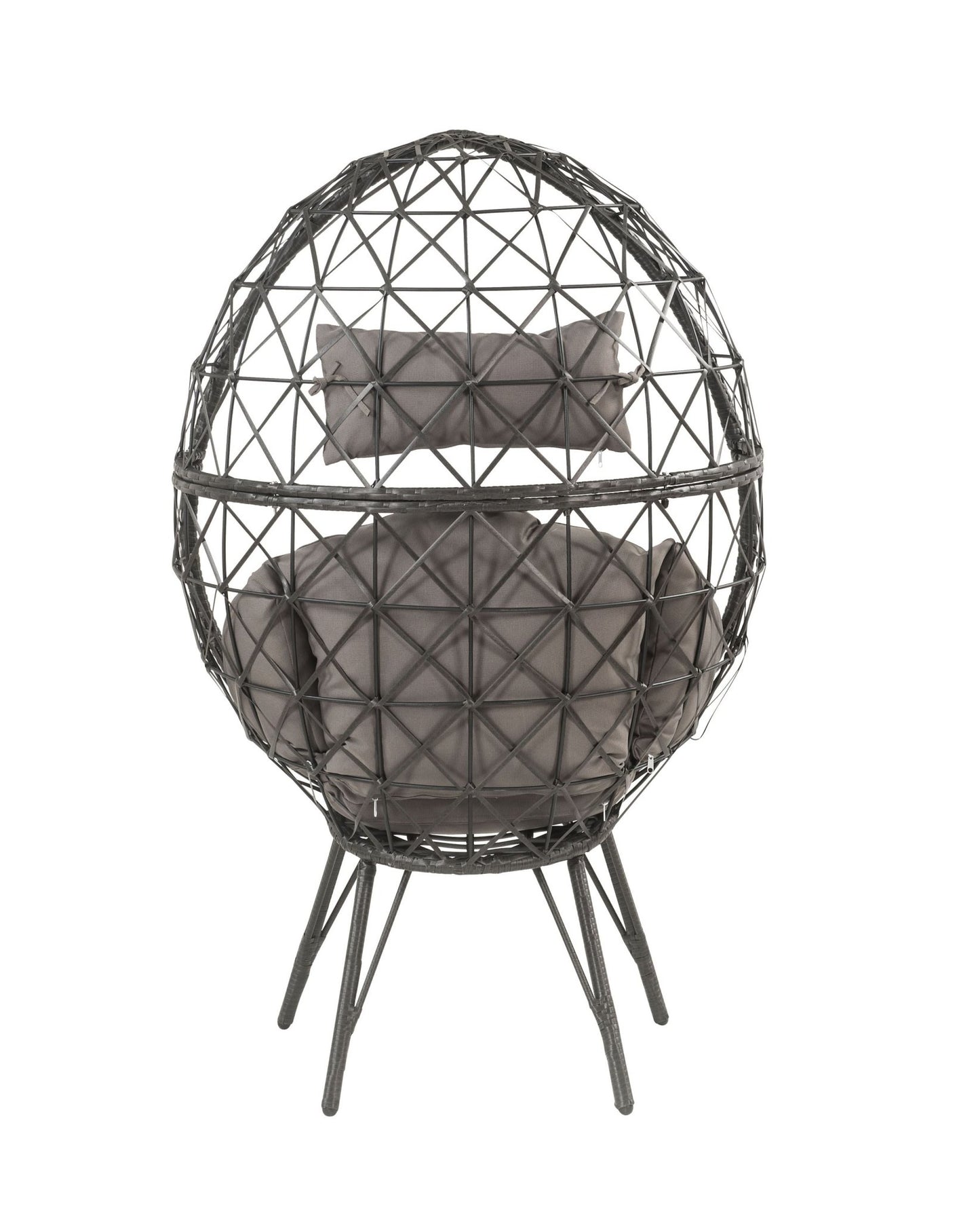 Aeven Light Gray Fabric & Black Wicker Patio Lounge Chair - 1st Choice Furniture Direct