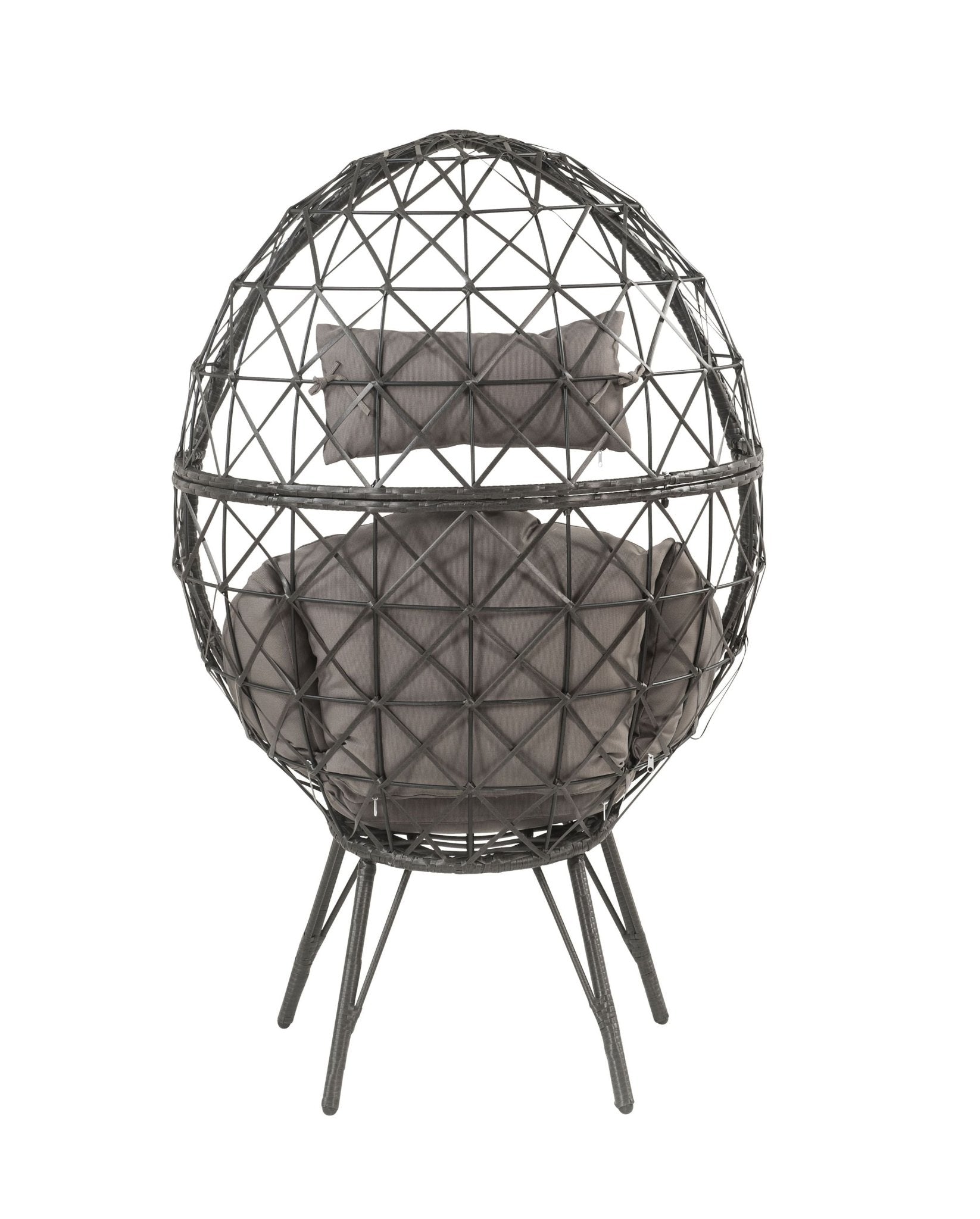 Aeven Light Gray Fabric & Black Wicker Patio Lounge Chair - 1st Choice Furniture Direct