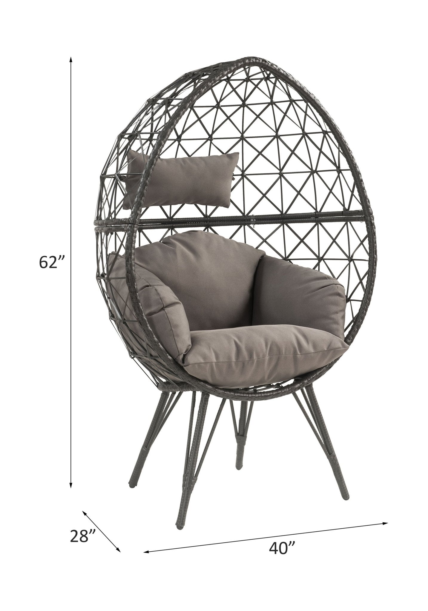 Aeven Light Gray Fabric & Black Wicker Patio Lounge Chair - 1st Choice Furniture Direct