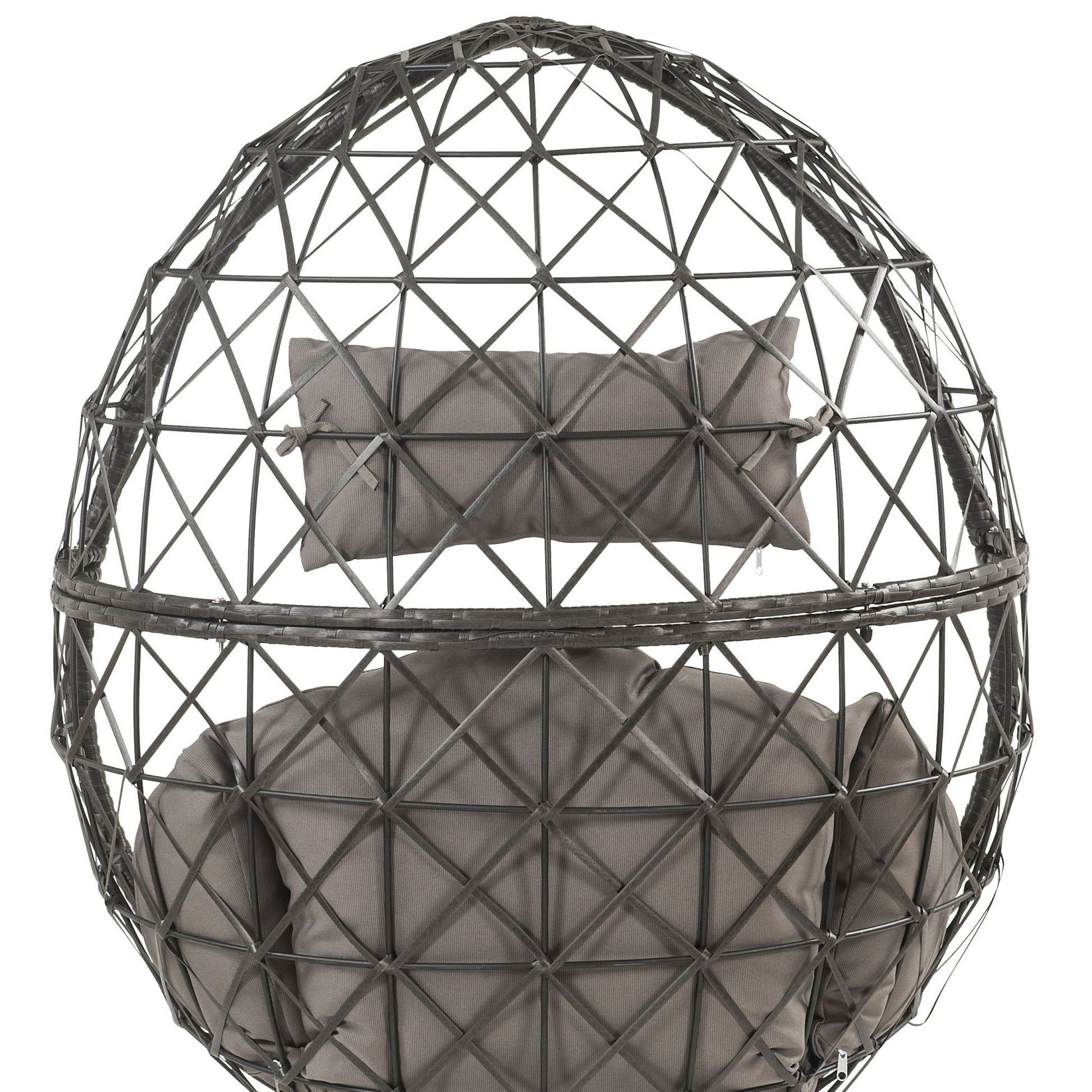 Aeven Light Gray Fabric & Black Wicker Patio Lounge Chair - 1st Choice Furniture Direct