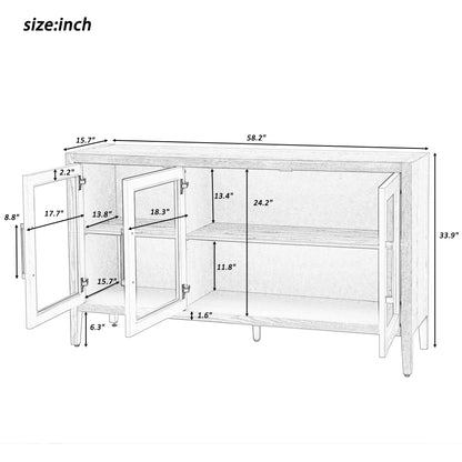 1st Choice U-style Wood Storage Cabinet with Three Tempered Glass Doors