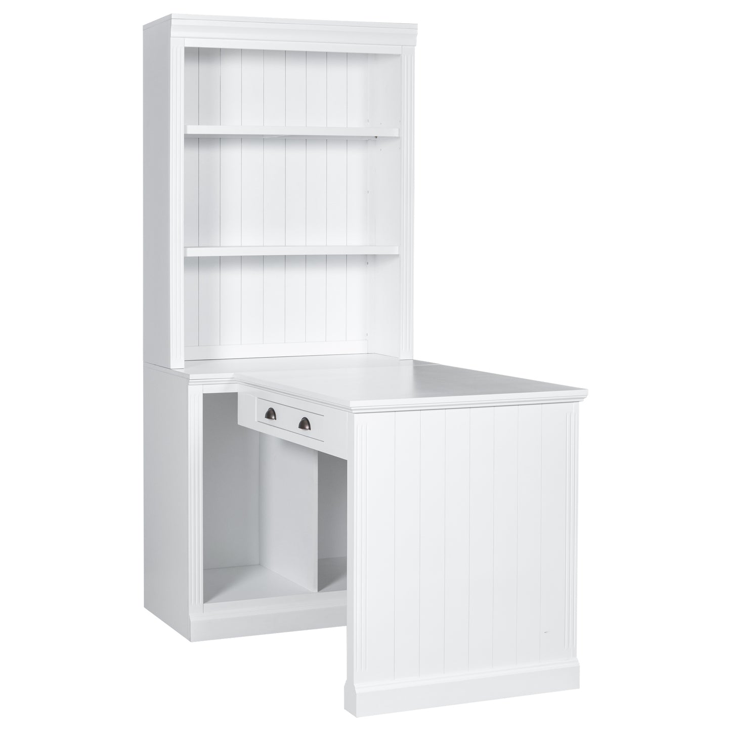 1st Choice Elegant 3-Piece Bookcase and Writing Desk Set in pristine white