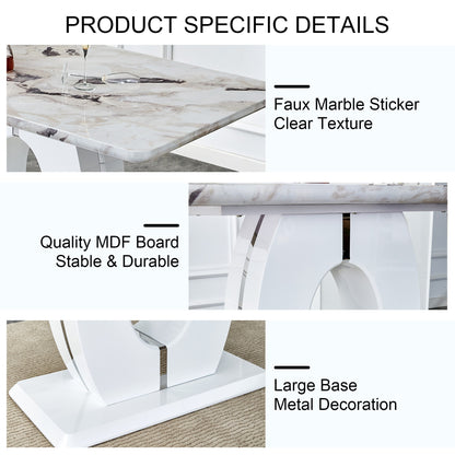 1st Choice Sleek White Marble-Effect Table