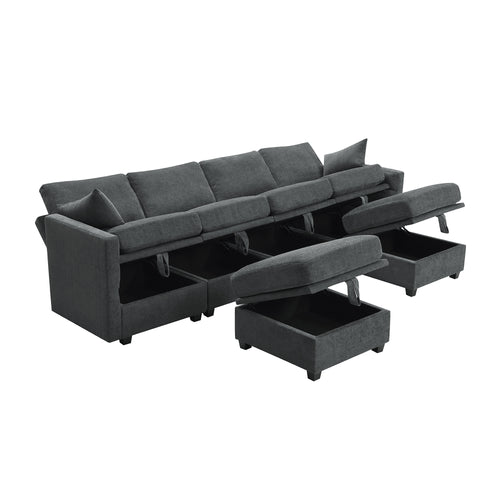 1st Choice Chenille Modular Sectional Sofa U Shaped Couch in Grey