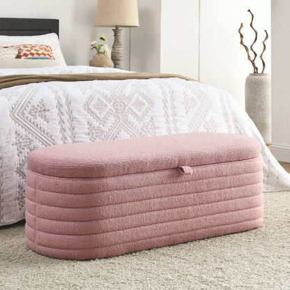 1st Choice Modern Storage Ottoman Bench Upholstered Fabric in Pink