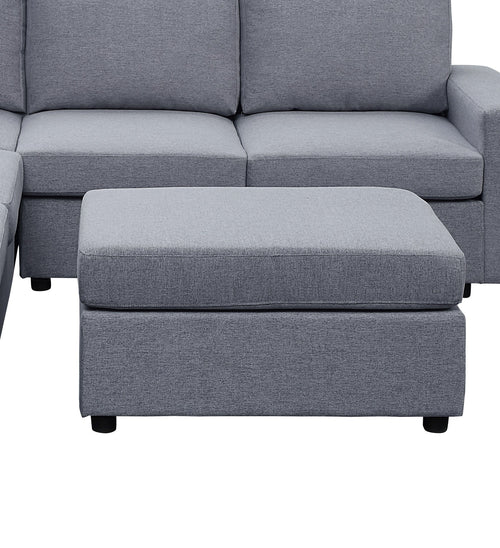 1st Choice Modern Light Gray Linen 6 Seat Reversible Modular Sectional Sofa